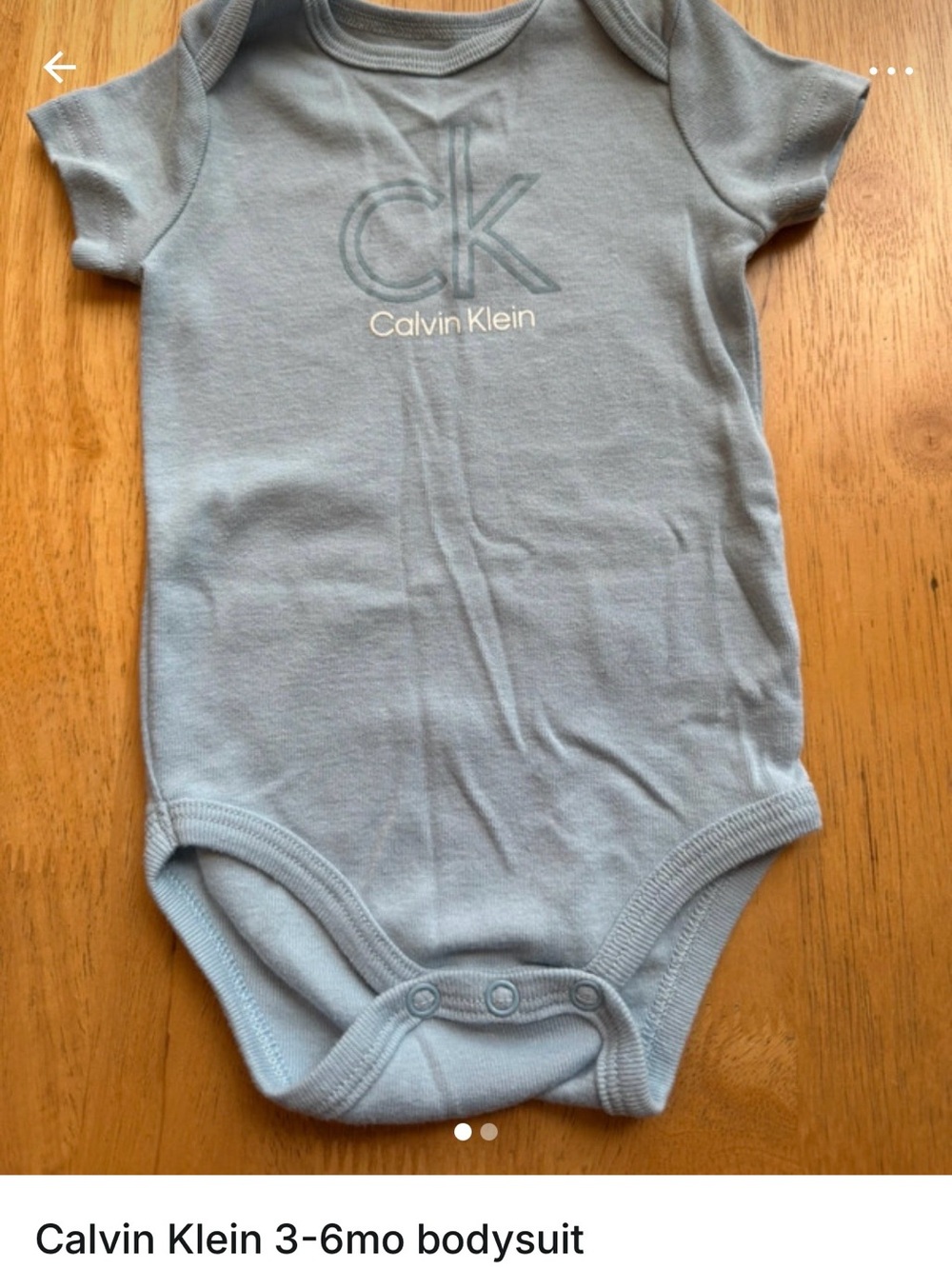 Calvin Klein Light Blue Baby Bodysuit with CK Logo 3-6